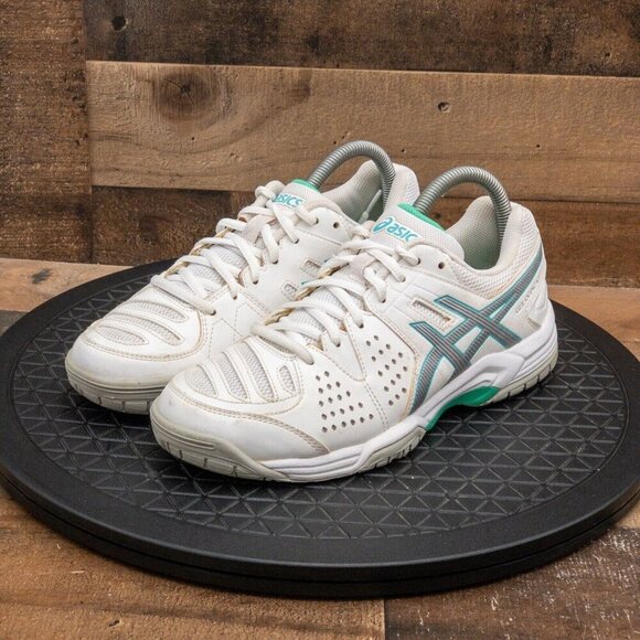 ASICS GEL DEDICATE WOMENS ATHLETIC SHOES RUNNING VOLLEYBALL WHITE LEATHER SZ 7.5 - Picture 1 of 9